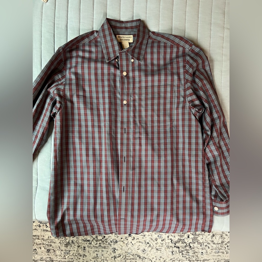 Duluth Trading Co Wrinkle Fighter Plaid Button Down Shirt Men’s Size M